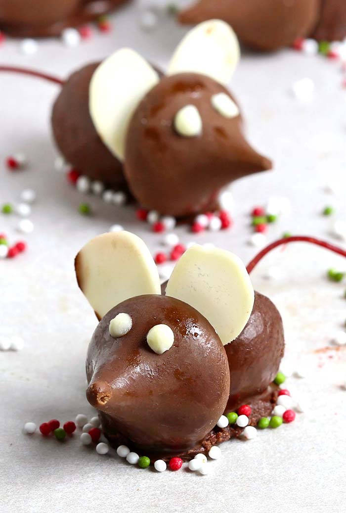 Chocolate Cherry Christmas Mice