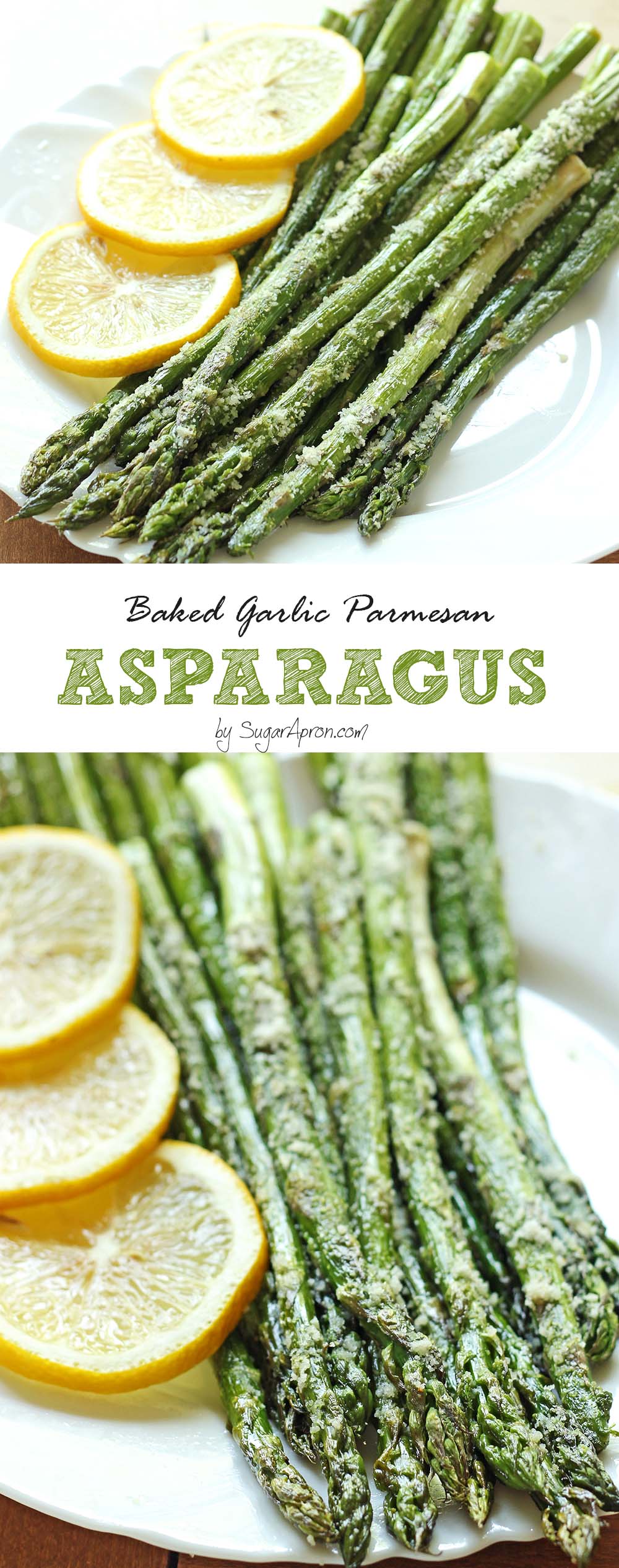 A perfect side dish, fresh asparagus baked to perfection and topped with parmesan and garlic and made with just 5 min prep!