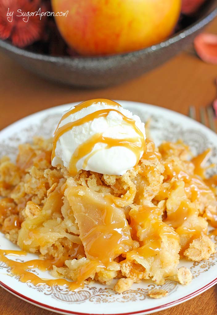Caramel Apple Crisp is the soft, versatile, easy and delicious dessert. Cinnamony fruit and crunchy oat topping makes a perfect combination.