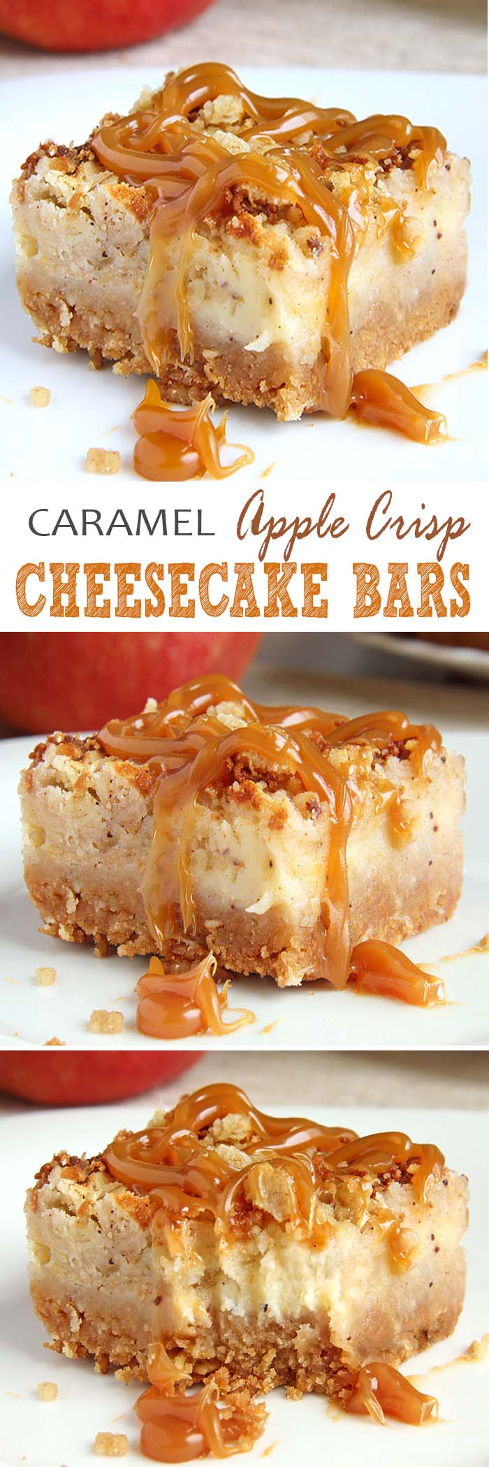 These Caramel Apple Crisp Cheesecake Bars are ideal choice in the autumn season, but also during holidays, which are knocking on the door.