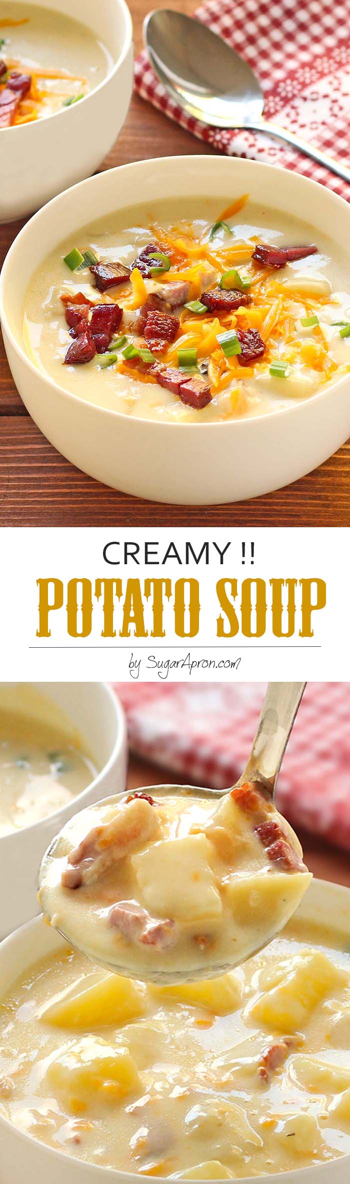 The ultimate in comfort foods. Thick, rich, creamy potato soup that's ready in less than an hour, any night you want it. YES. Sure to warm your heart from the inside on even the coldest winter night.
