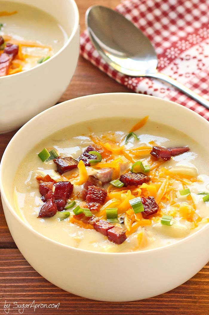 The ultimate in comfort foods. Thick, rich, creamy potato soup that's ready in less than an hour, any night you want it. YES. Sure to warm your heart from the inside on even the coldest winter night.