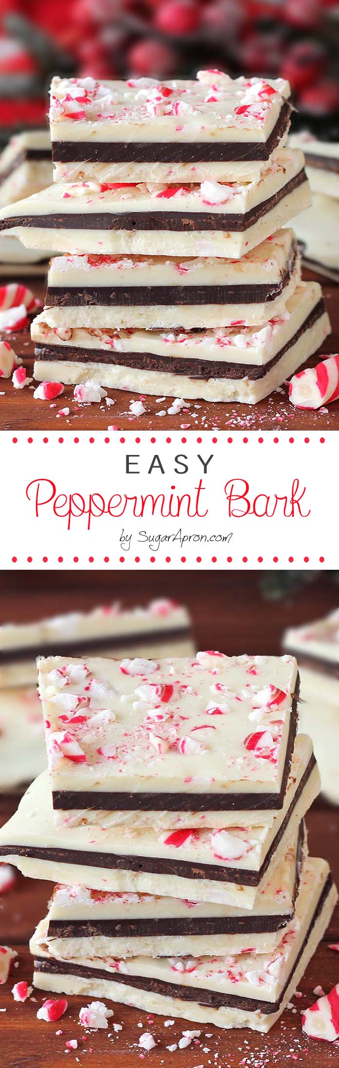 An unbelievably easy, no-fuss, christmas peppermint bark recipe.