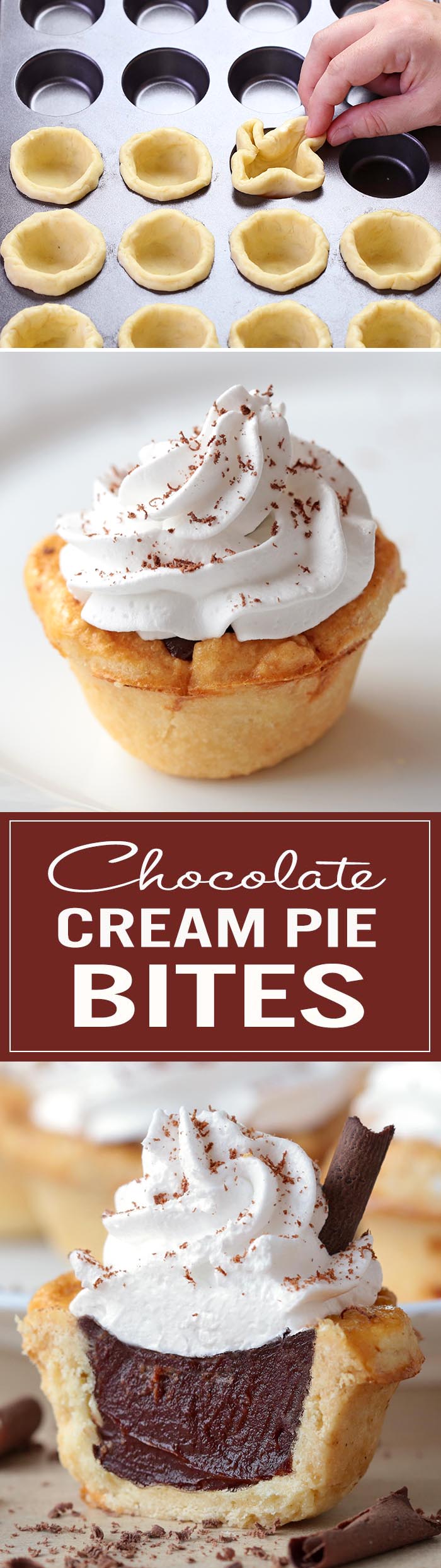 These Chocolate Cream Pie Bites are great for a crowd, and perhaps even better as a bite-sized treat to share with a loved one on a special occasion – with leftovers, of course!