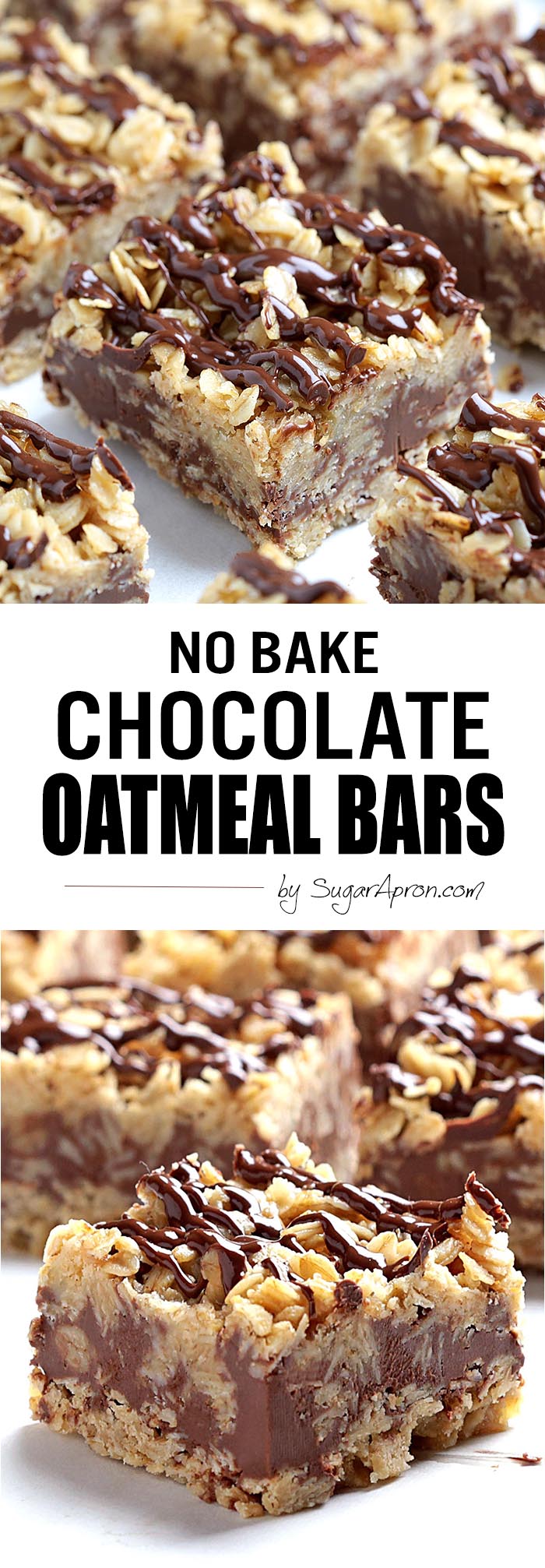 No Bake Chocolate Oatmeal Bars - Sugar Apron