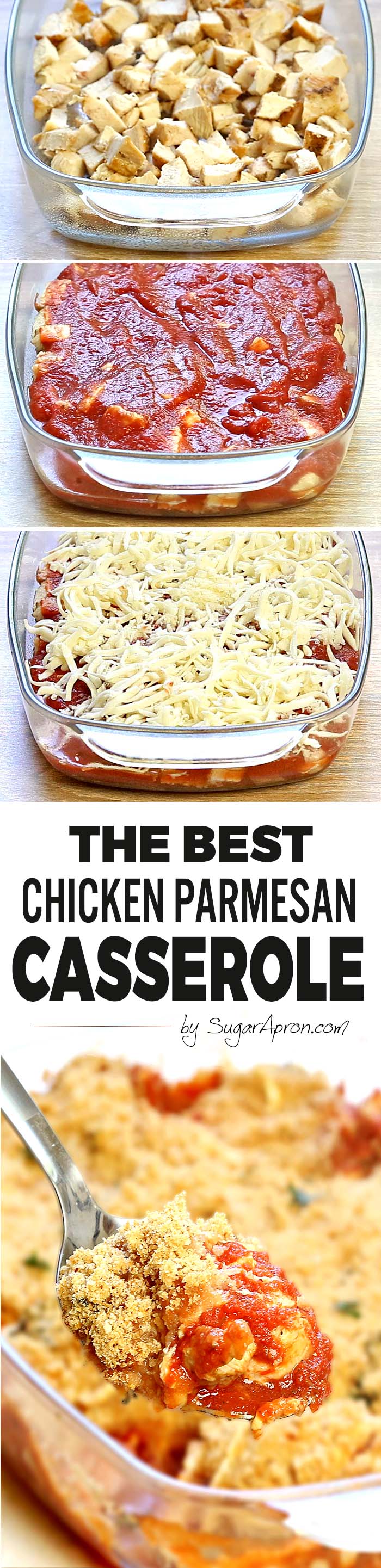 A make-ahead  Chicken Parmesan Casserole is an easy weeknight meal, perfect for just about any occasion. 