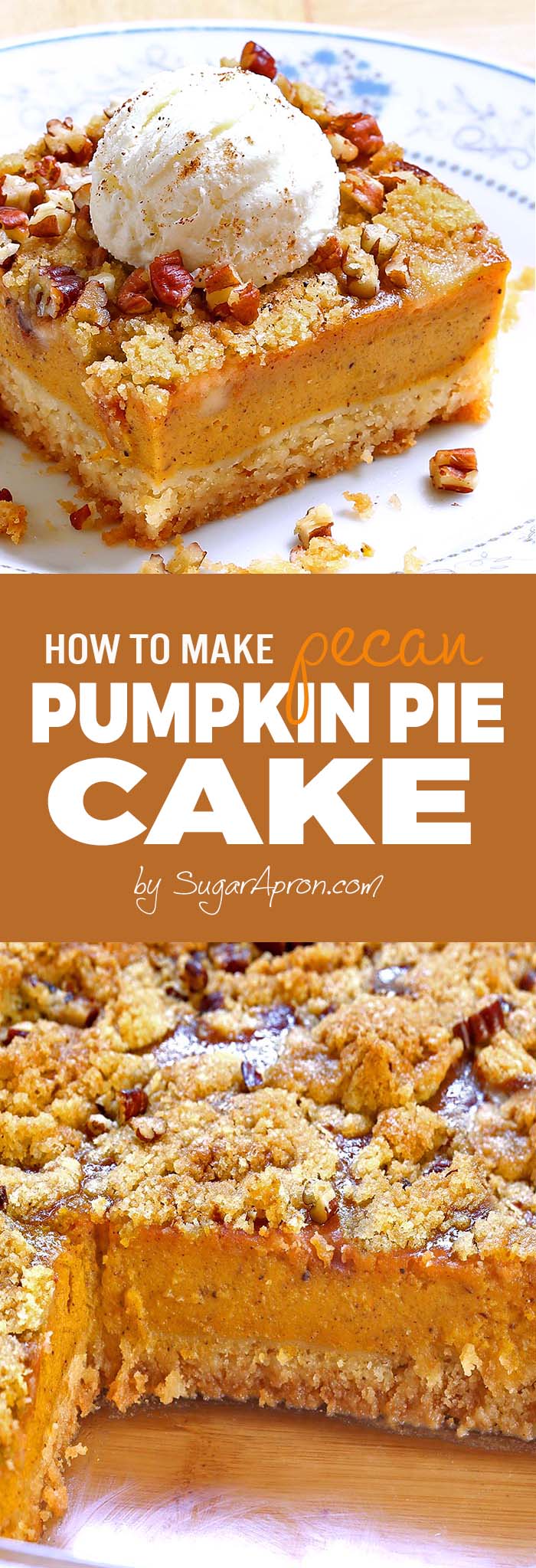 Pumpkin pie cake will be your new favorite pumpkin recipe! All the yummy flavors of a pumpkin pie but the heartiness of a cake.