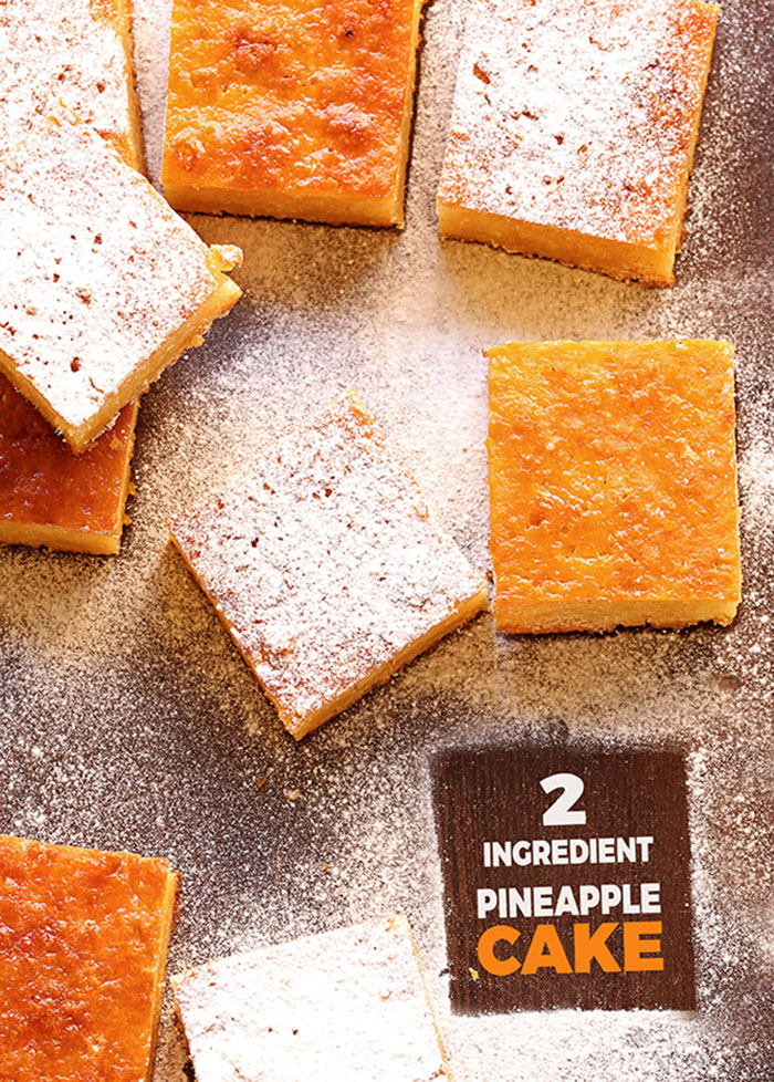 Light and soft, just TWO ingredient Pineapple cake is the easiest and most delicious pineapple cake you can possibly make.