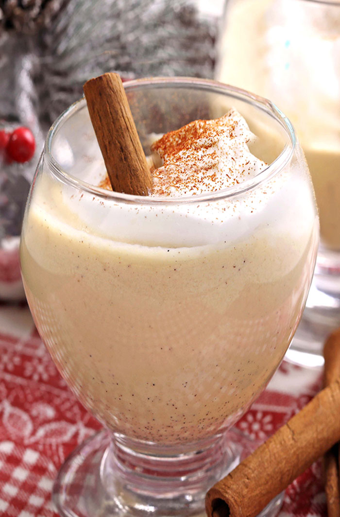 How to make a classic, simple, Homemade Eggnog, that is going to be perfect for the holidays. Just cream, sugar, eggs, and spices. Spiked or without alcohol for a kid-friendly version.