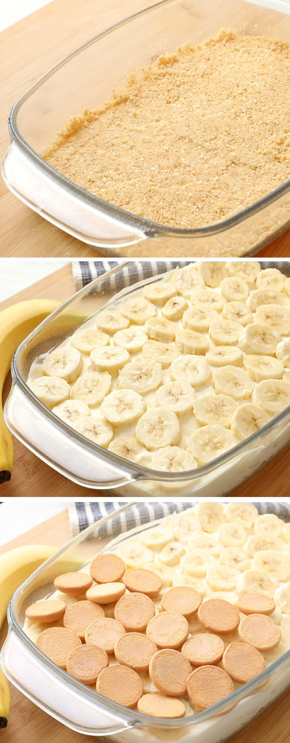 The BEST Banana Pudding recipe you’ll ever try! No Bake Banana Pudding Lasagna made with layers of fresh bananas, Nilla wafers, fresh whipped cream, and vanilla or banana pudding!