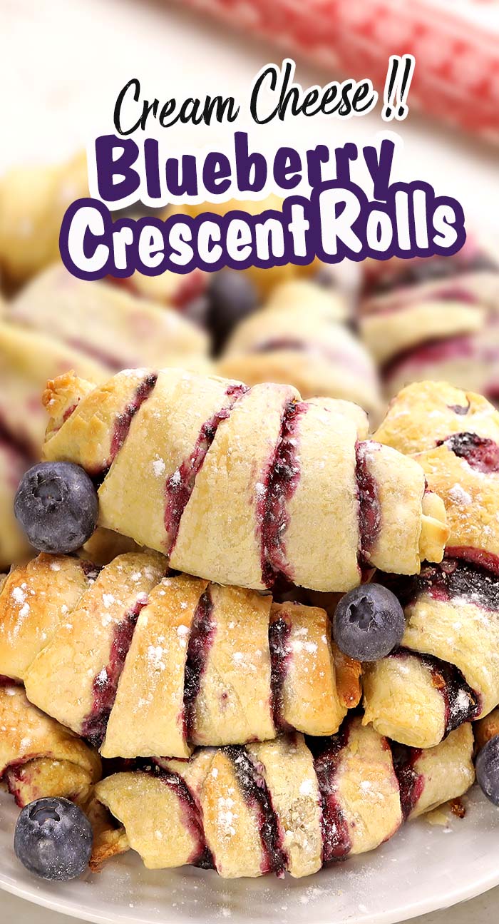 Mini Blueberry Cheesecake Crescent Rolls is a quick and easy recipe, perfect for Memorial Day/4th of July or any Summer breakfast!