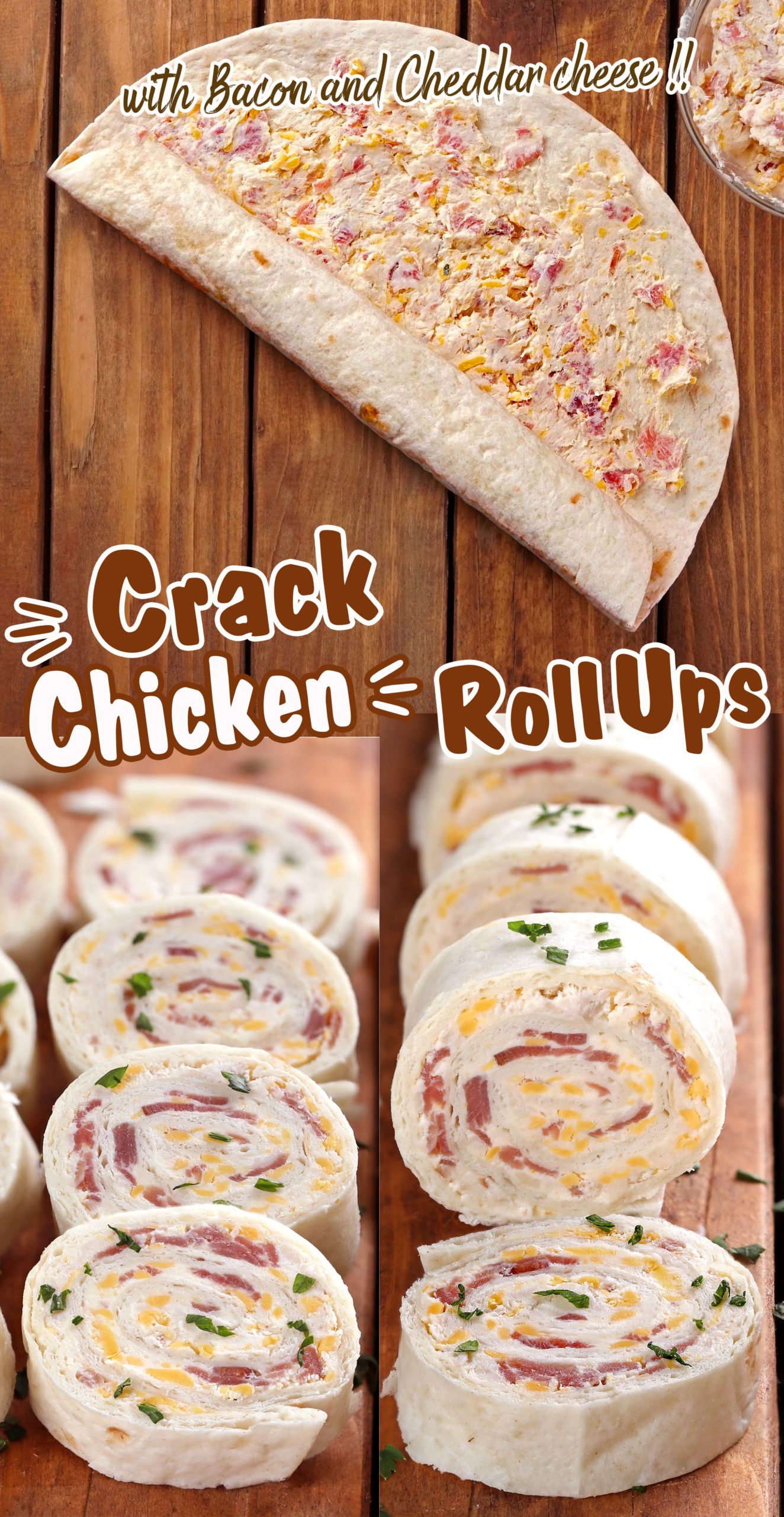 Crack Chicken Tortilla Roll Ups  are a quick and easy, make-ahead appetizer for a crowd! #fingerfood #gameday