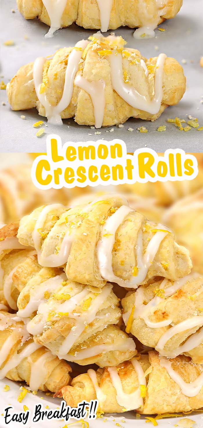 Mini Lemon Cheesecake Crescent Rolls - Crescent Roll Bites, with the simplest lemon cheesecake filling, topped with a sweet citrus glaze. The perfect spring breakfast or brunch recipe!