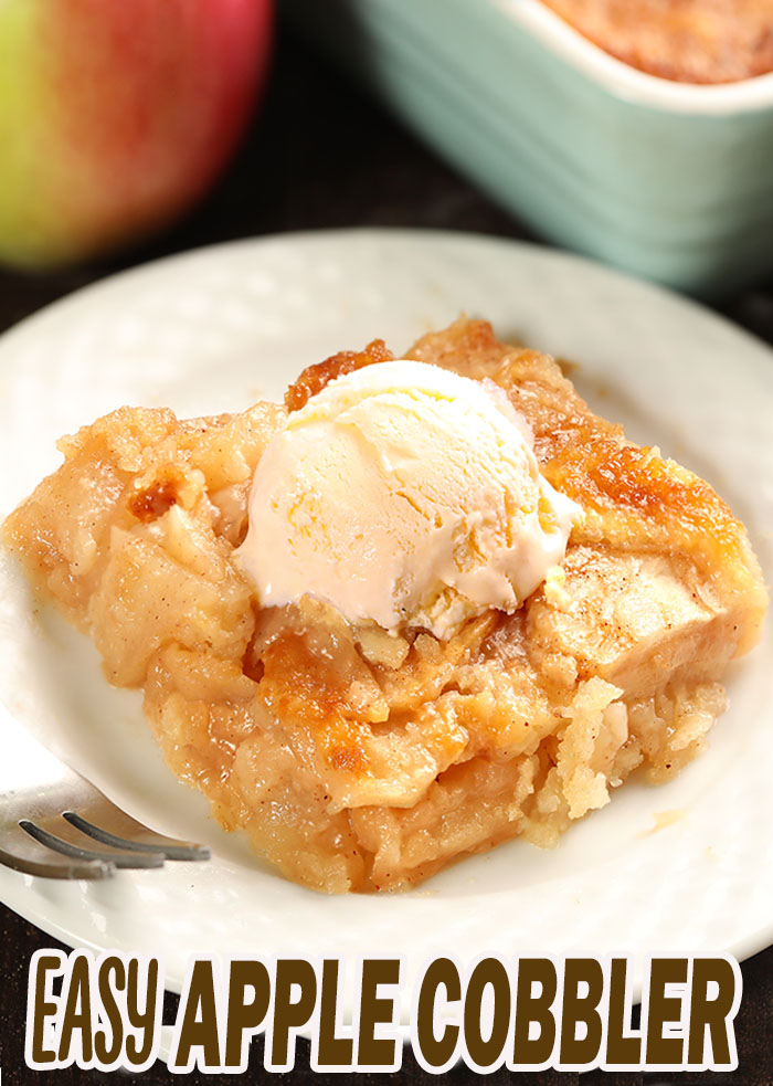 This Easy Apple Cobbler is one of my FAVORITE fall desserts. It’s made with fresh apples or canned apple pie filling, and a few basic pantry ingredients.