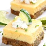 These Creamy Key Lime Pie Bars are a refreshing, easy-to-bake dessert. They're a delicious recipe for spring, summer, or whenever you're craving summertime flavors. And I find they're easier to make than traditional key lime pie.